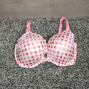 Victoria's Secret Push Up Bra Pink Red Hearts Underwire 38DDD Multiway Valentine